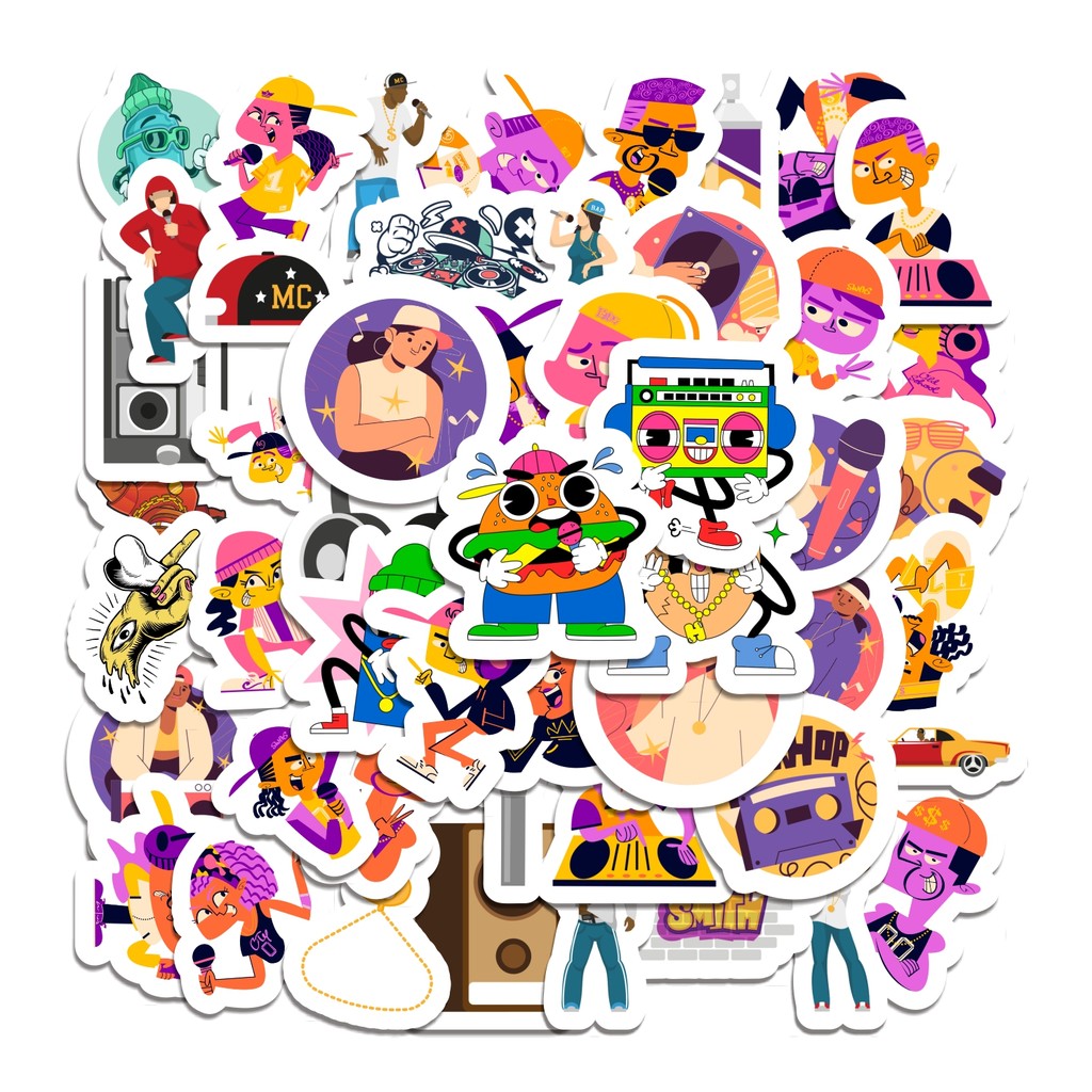 

COD 50 Pcs Stiker Karakter Kartun Hip Hop Lucu Anti Air Untuk Dekorasi Notebook Sepeda Skateboard Handphone