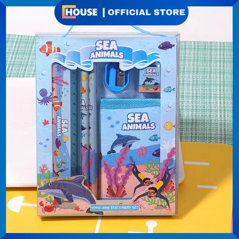 

U HOUSE Stationary Set Kotak Pensil Anak Set Stationery Alat Tulis Kotak Pensil Karakter
