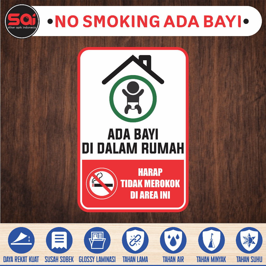 

STIKER VINYL NO SMOKING ADA BAYI LAMINASI GLOSSY