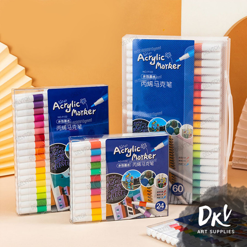 

Acrylic Marker Set 12 / 24 / 36 / 48 / 60 / 80 Warna Color Spidol Akrilik DIY Painting Spidol Pastel Pulpen Highlight Colors Drawing DKV