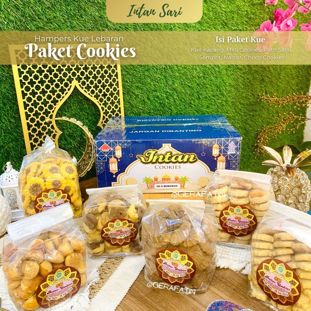 

HAMPERS LEBARAN-HAMPERS KUE KERING LEBARAN INTAN SARI PAKET COOKIES / KUE LEBARAN IDUL FITRI
