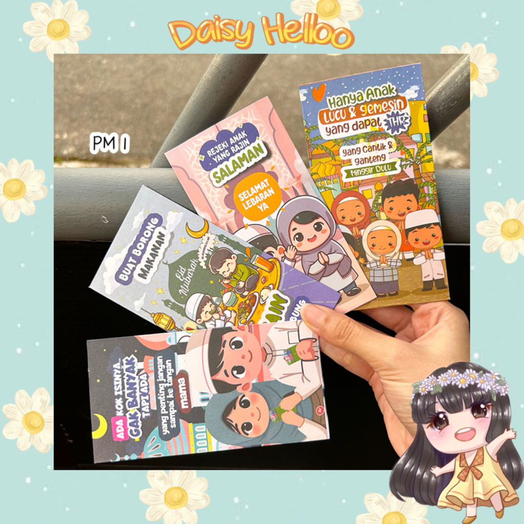 

PM Amplop Lebaran 2025 isi 10 pcs Ukuran M Paper Tebal Karakter Idul Fitri Kartun Lucu Aesthetic Islamic Hari Raya Eid Mubarak Uang Thr Anak Muslim Atk Banjar Banjarmasin Bjm DaisyHelloo