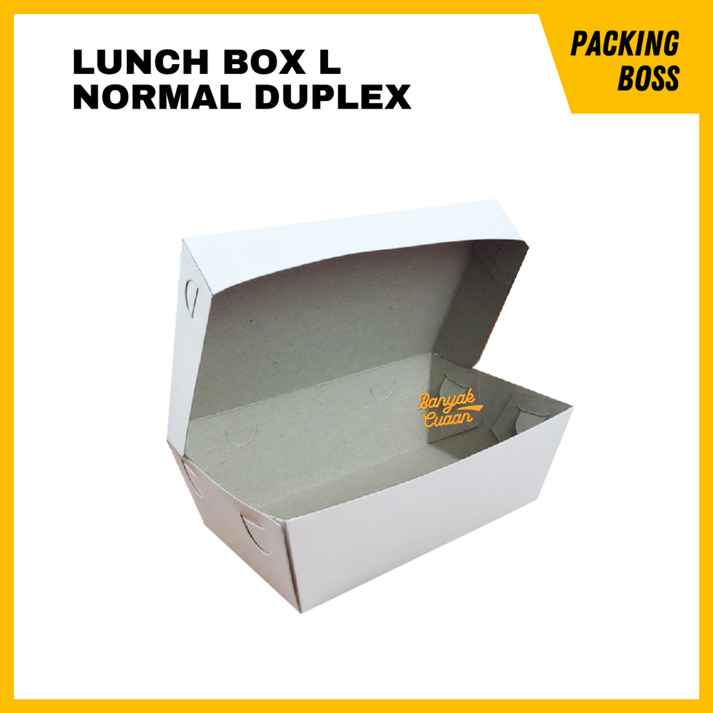Paper Lunch Box L Duplex Putih (1 Pcs) / Kotak nasi ukuran L Duplex PE 325GSM
