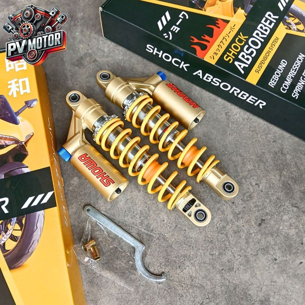 Shock Belakang Showa Kuning Skok Showa CB 400 Double Klik 325mm Detail Original berkualitas