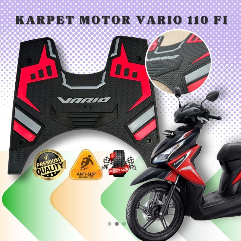 Karpet Vario 110 Fi / Karpet Motor Vario 110 Fi / Alas Kaki Pijakan Vario 110 Fi Full Karet