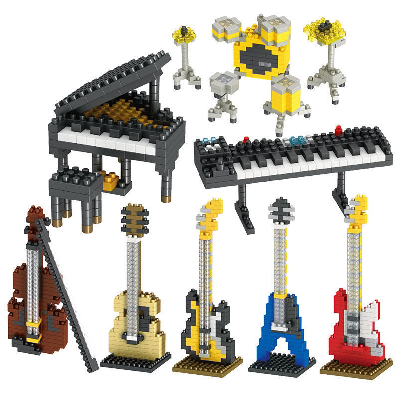

MOC Musical Instrument Building Blocks Music Series Plastic Mini Piano Guitar DIY Assembly Micro Bricks Children Educational Toy