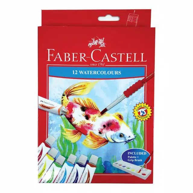 

Watercolours 12 Warna/Cat Air 12 Warna Faber Castell FREE Palet & Kuas