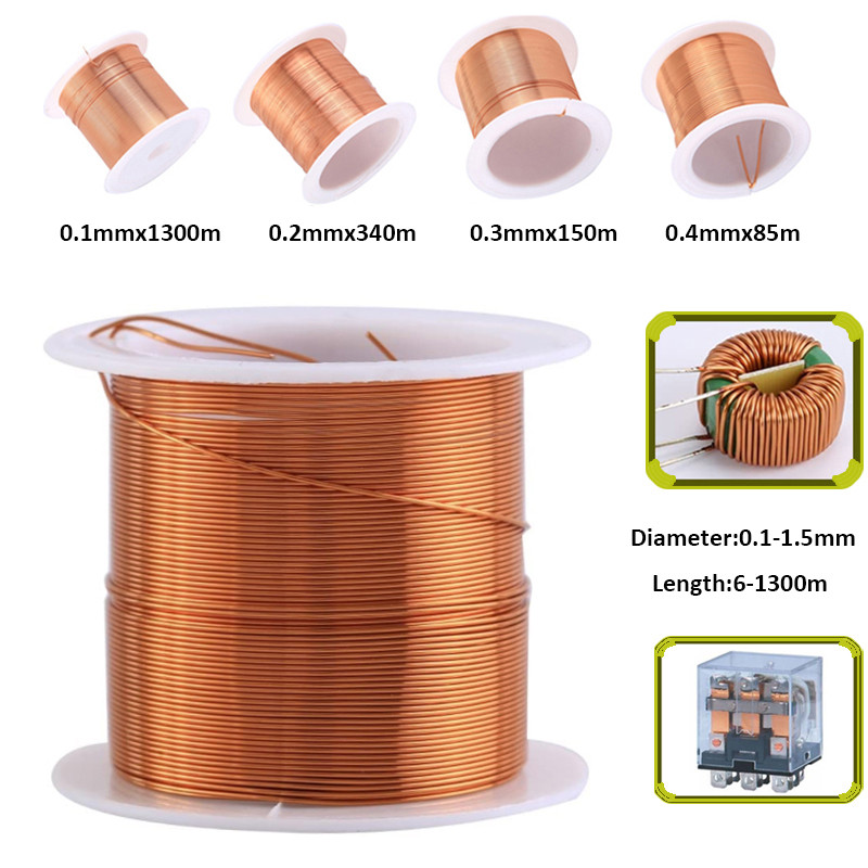 1300M-6M copper lacquer wire 0.1mm -1.5mm Cable Copper Wire Magnet Wire Enameled Copper Winding Wire