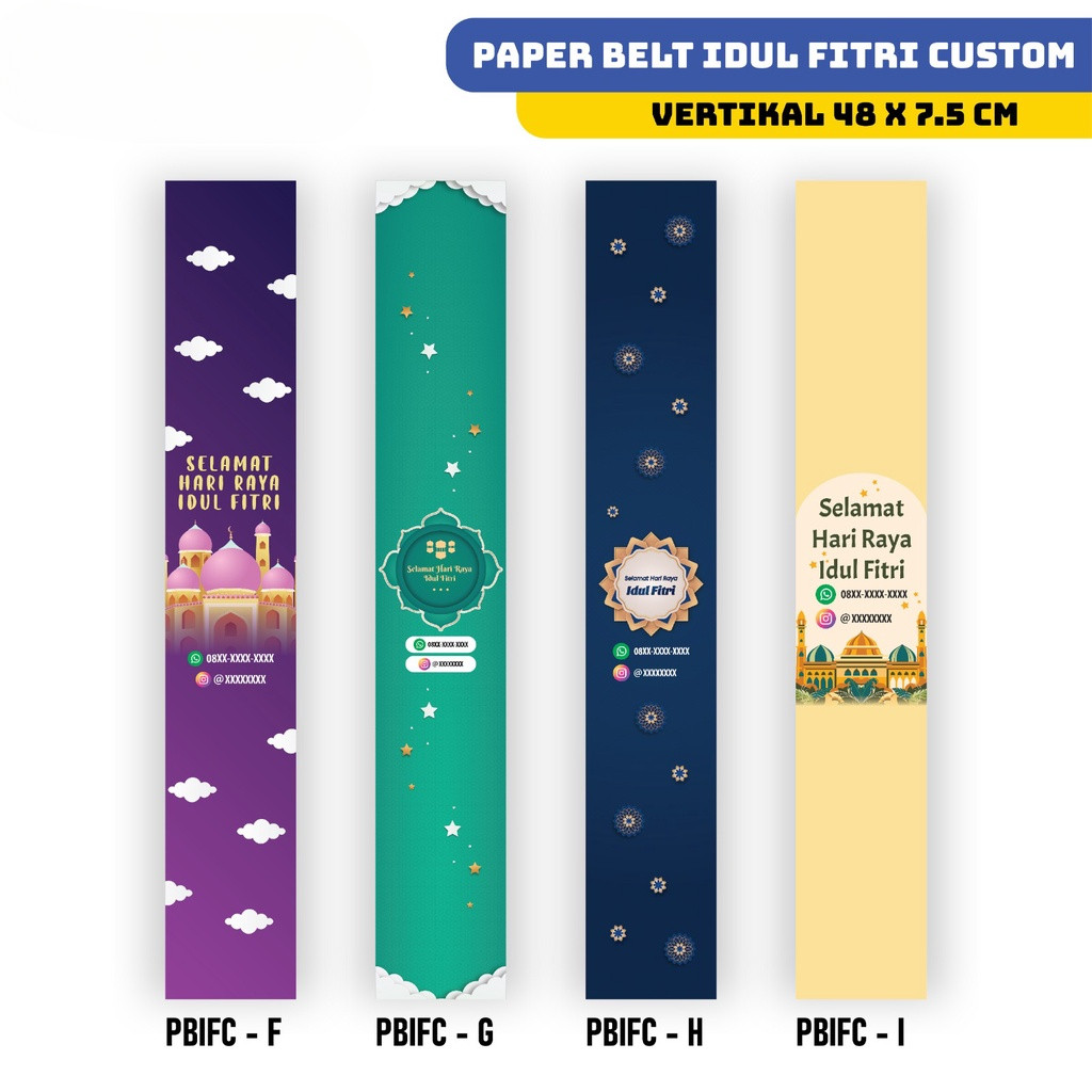 

JDM Project - Paper Belt Idul Fitri CUSTOM 48x7,5 cm VERTIKAL isi 50 Pcs Sleeve Hampers Lebaran
