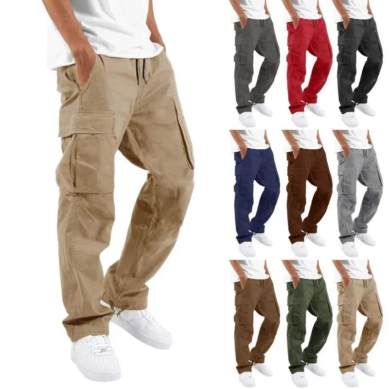 2023  Summer New Men's Cargo Pants t Standout Foreign Trade Pull String Multipocket Casual Trousers