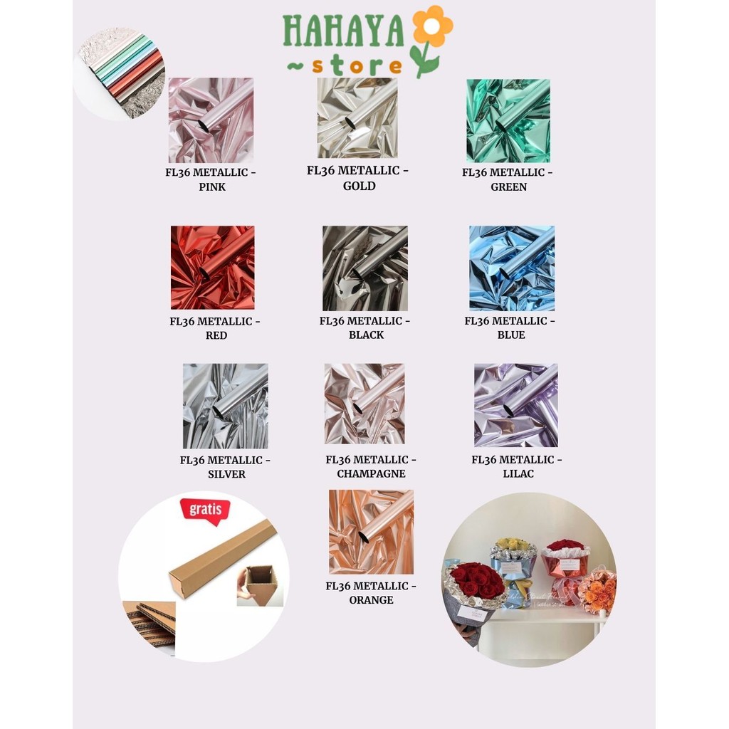 

HAHAYA - FL36 METALLIC Kertas Bunga Paper Buket Motif Polkadot Bulat Kado Florist Cellophane