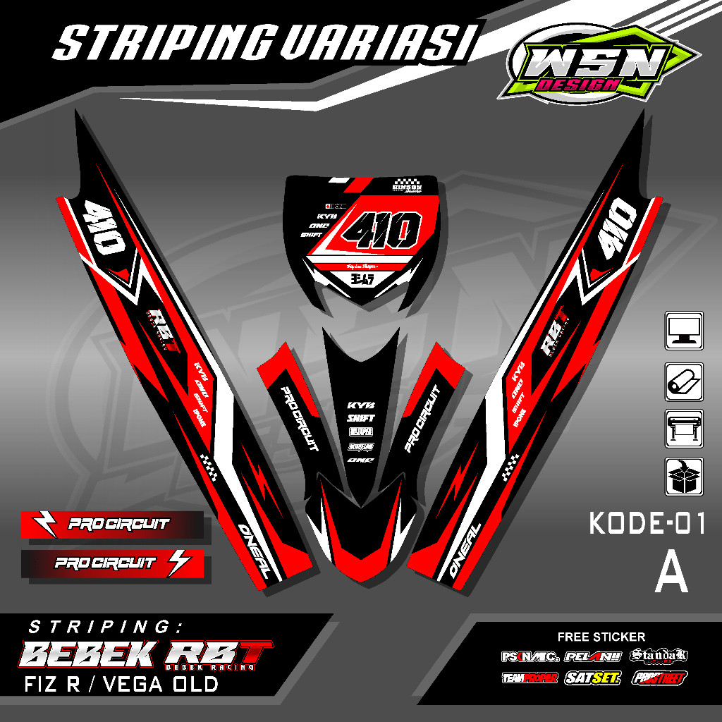 Sticker Striping  MOTOR FIZ R - VEGA OLD RBT BEBEK MODIF SUPERMOTO Desin Grafis Keren