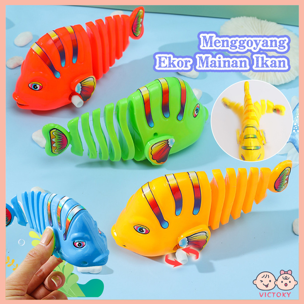 Victoky Mainan Ikan Goyang Menggoyang Ekor Mainan Anak Ikan Bergerak