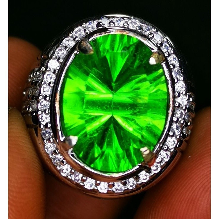 Batu permata natural Green moldavite+memo