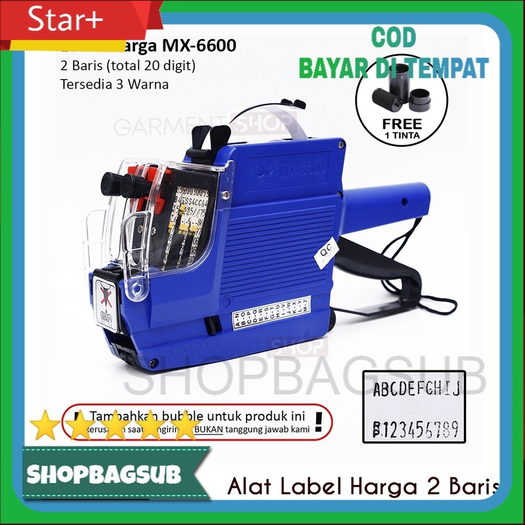 

Alat Label Harga 2 Baris 10 Digit Cetak Stiker Expired Huruf Angka MX 6600 Labeller Tool
