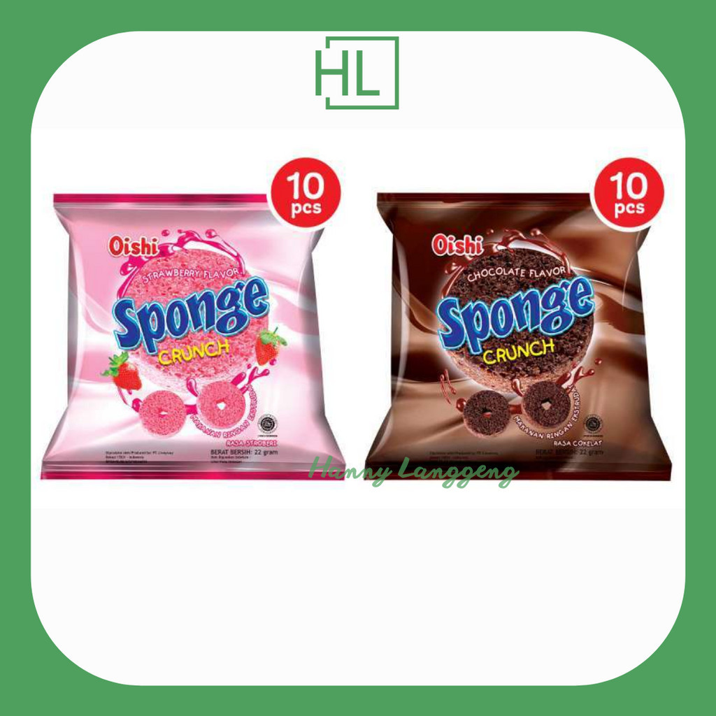 

[HL] Oishi Sponge Crunch Isi Cokelat/Stroberi 1 renceng isi 10 Pcs @10gr