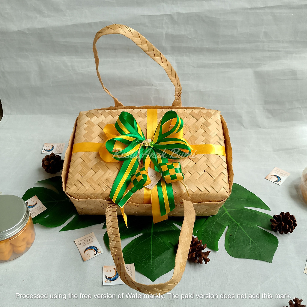 

B100 (Ramadhan Series) Besek Cangking 30cm x 20cm Pita Ketupat l l hampers lebaran l hampers l ater ater l wadah nasi l wadah kue kering l besek l wadah multifungsi l