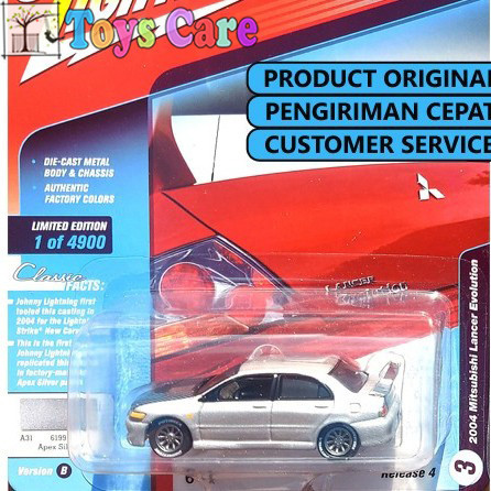 JOHNNY LIGHTNING 2004 MITSUBISHI LANCER EVOLUTION SILVER - CLASSIC GOLD COLLECTION HONDA CIVIC EF NO
