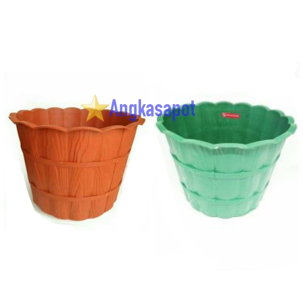 6 PCS Pot Kayu 25 Setengah Lusin Pot Plastik Bunga Tanaman