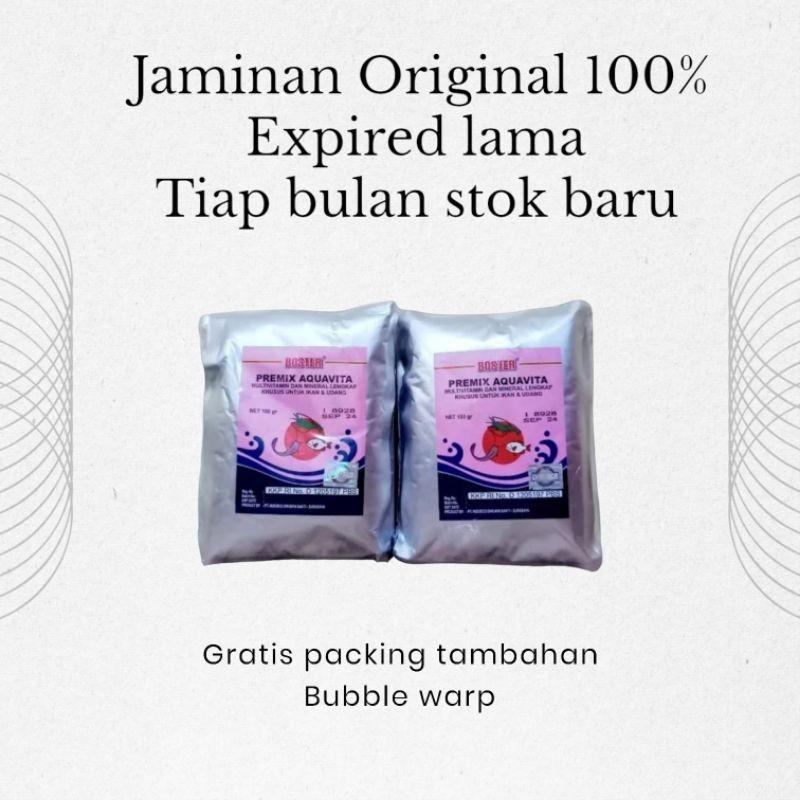 Boster premix aquavita 100 gram / multivitamin pertumbuhan ikan dan udang / multivitamin ikan / mult