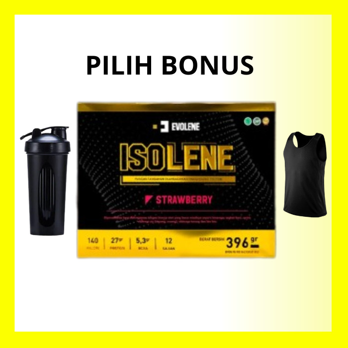 ISOLENE 1 BOX 12 SACHET EVOLENE ISOLEN ISOLIN COKLAT STRAWBERRY VANILA VANILLA BONUS SHAKER  EVOLINE