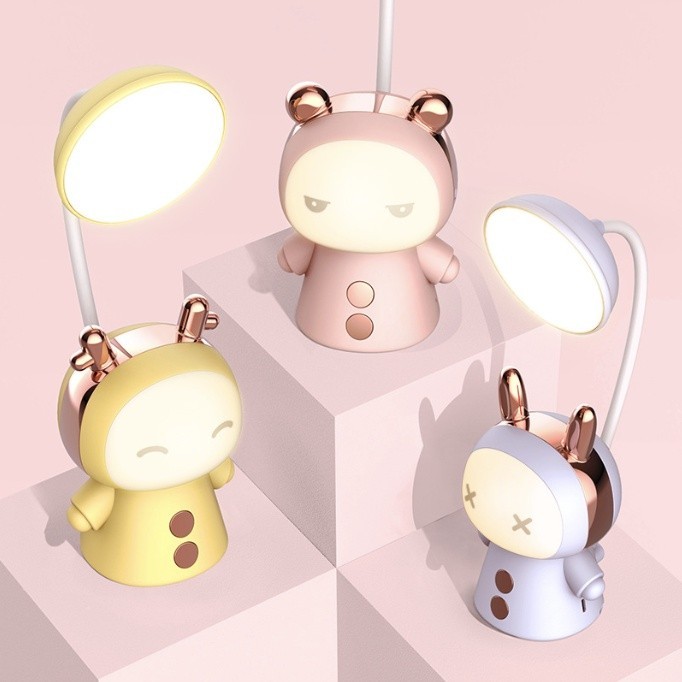 Lampu Tidur Aesthetic Lampu Baca Portable Lampu Meja Cartoon Karakter Lucu LED Belajar Multifungsi B