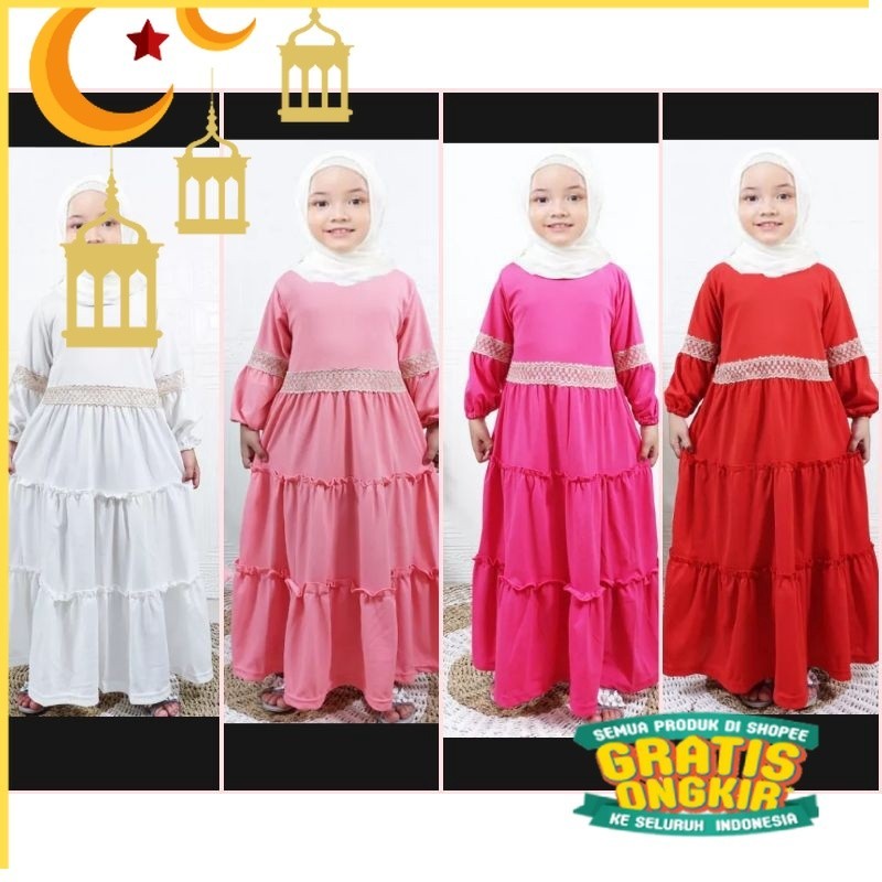Gamis anak Mahira/Maron merah bata red anak tanggng