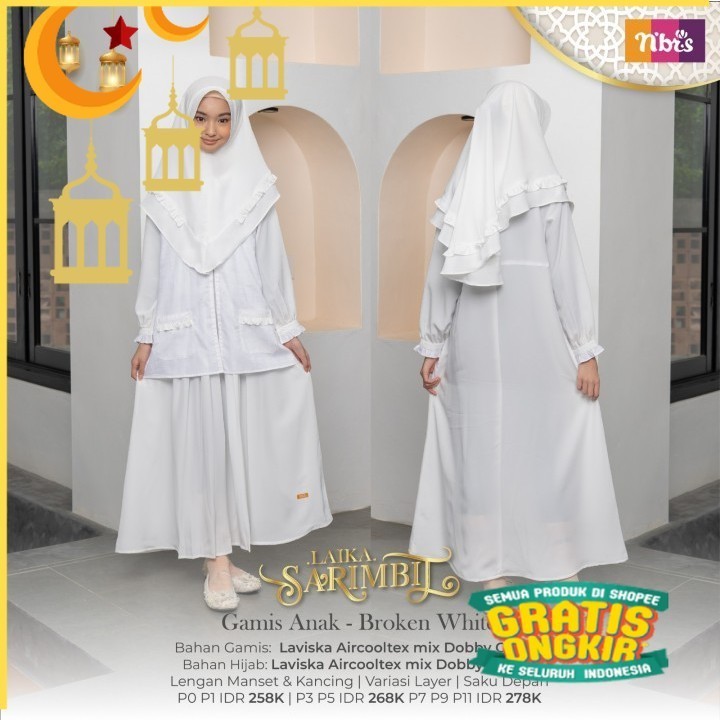 BAJU GAMIS ANAK ONE SET KHIMAR - BAJU ANAK - SETELAN ANAK - ORIGINAL BRAND NIBRAS/Maron merah bata r