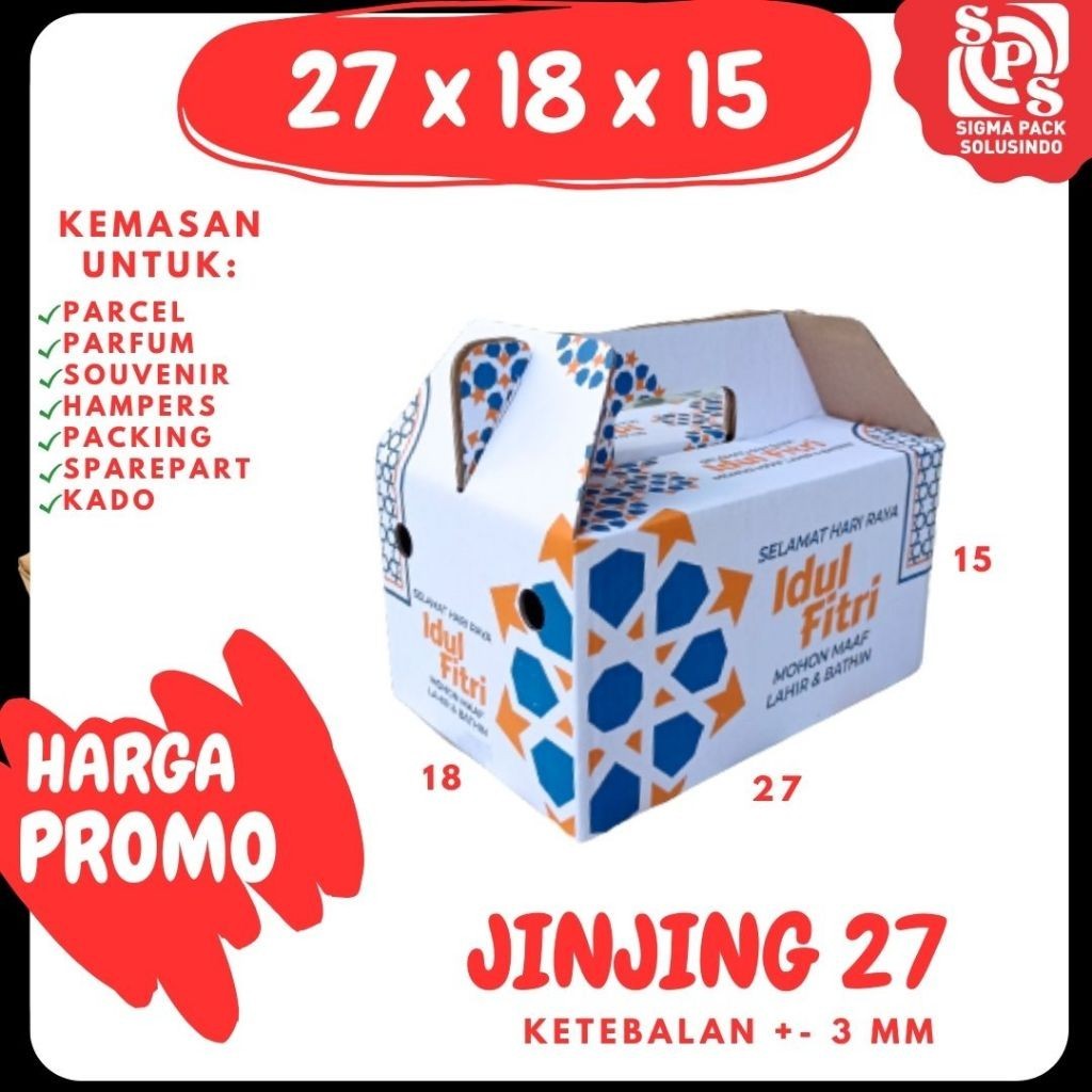 

Box 27x18x15 (Jinjing) Gable Box Kardus Packing/Polos/buah/hampers Lebaran