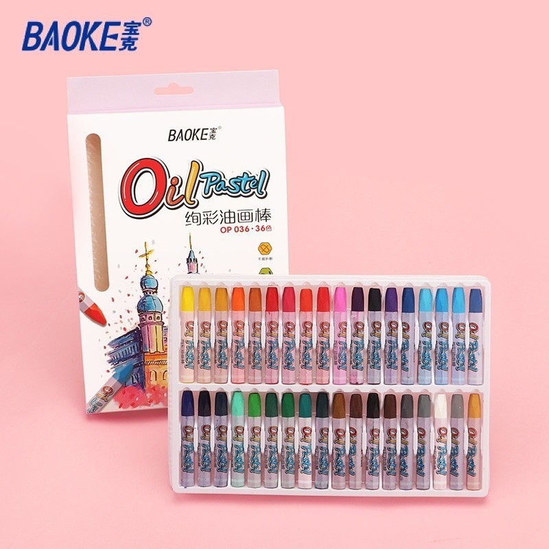 

BAOKE Krayon Pastel Minyak 12/18/24/36 Warna Gambar Cat Seni Tidak Beracun