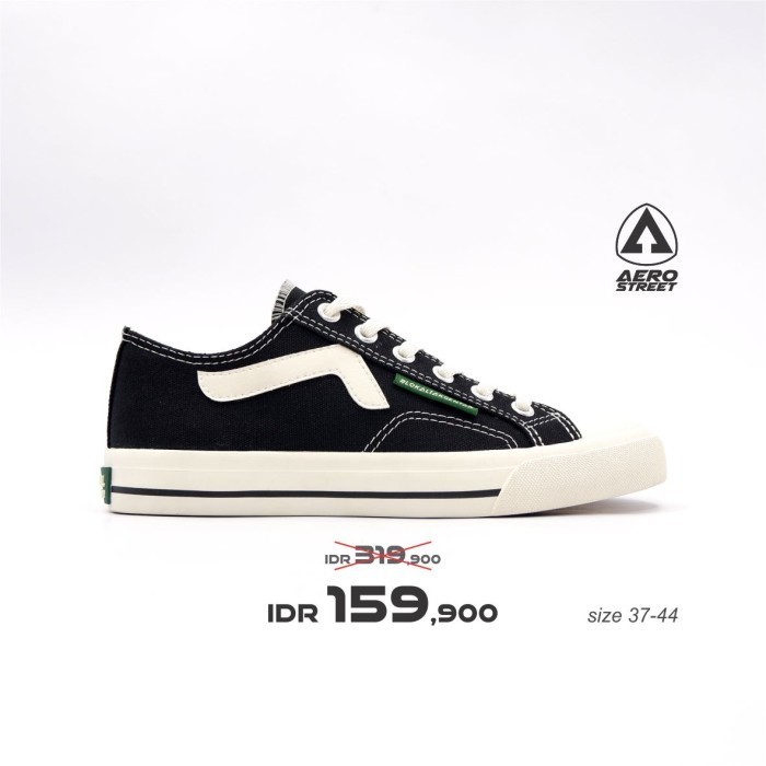 Aerostreet 37-44 Jhosse Low Hitam Natural - Sepatu Sneakers Casual Sekolah Pria Wanita Aero Street
