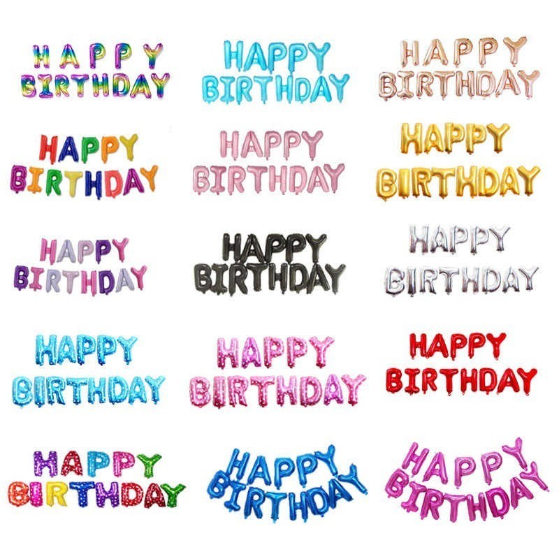 (HASANS PARTY)Balon Foil Huruf Set Happy Birthday / Balon Tulisan Happy Birthday / Balon Happy Birth
