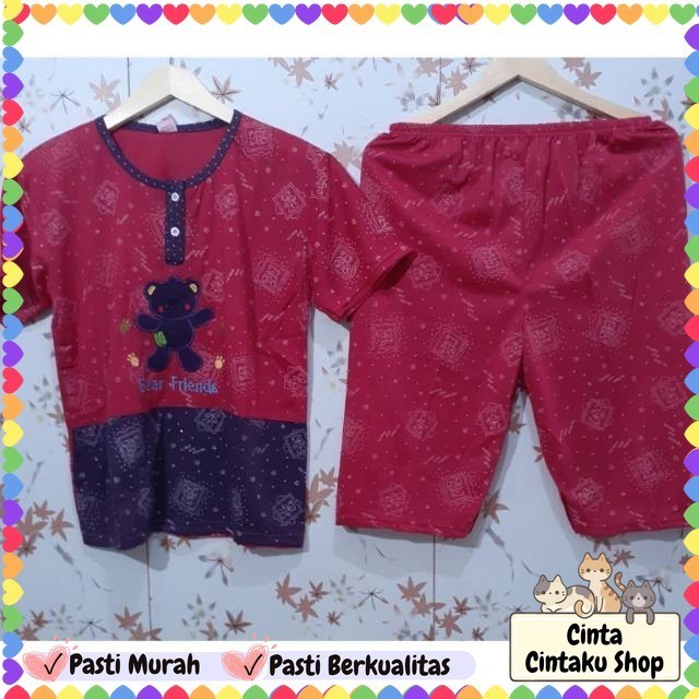 Babydoll Piyama Dewasa Boneka Bordir 3/4 Bio plus