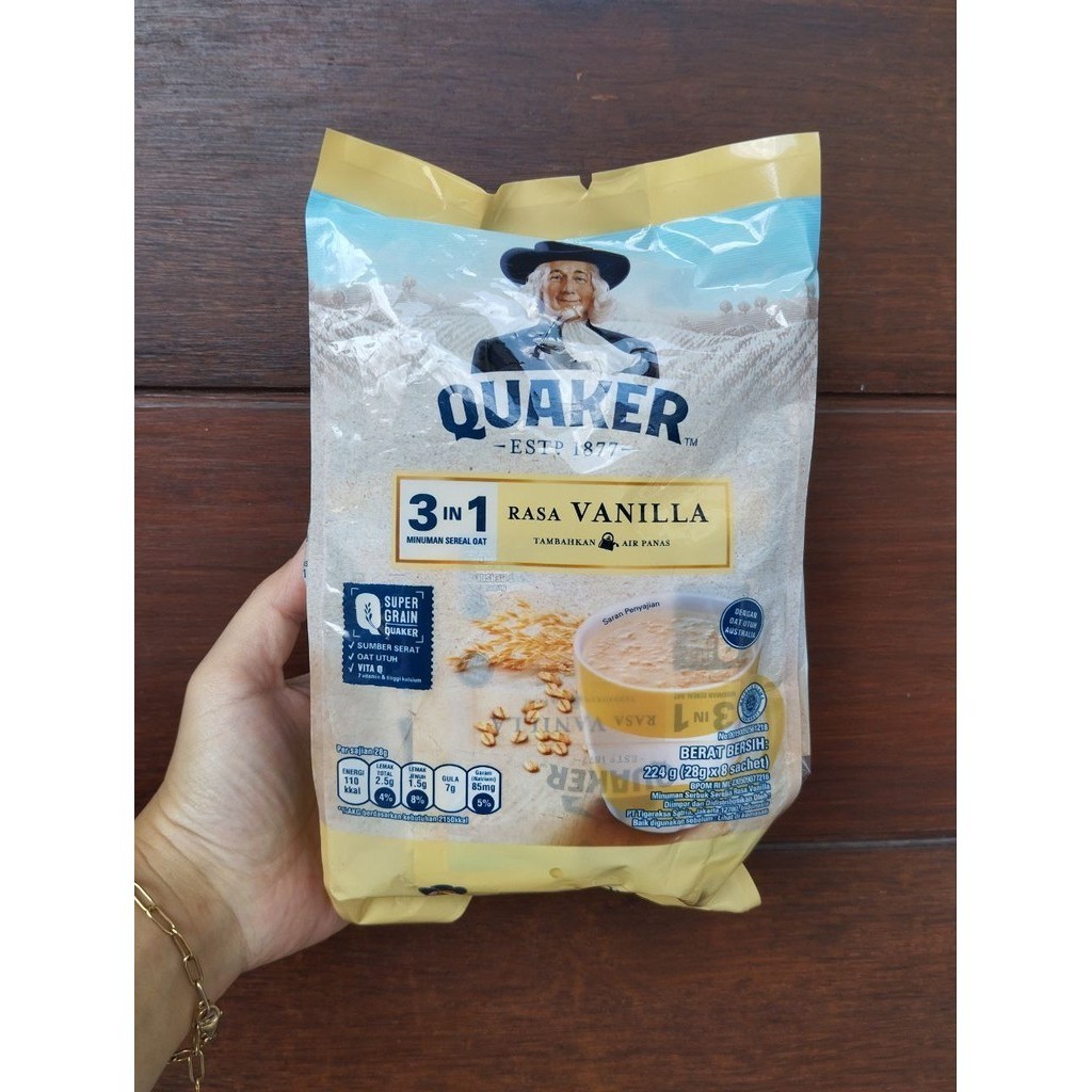 

Quaker 3 in 1 Minuman Sereal Oat Rasa Vanila 224 gram 8 sachet