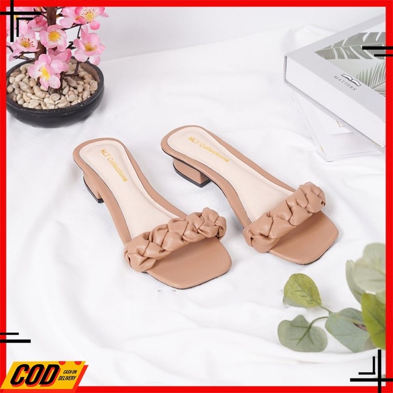 DISKON RAMADHAN Sandal Heels Hils Hak Tahu Wanita 3cm Hitam Sendal Hels Hak Tahu Heel Hells Hills Hi
