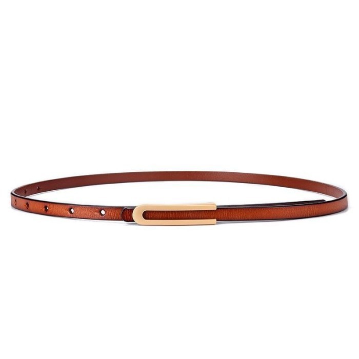 Belt Korea Wanita Ikat Pinggang Premium Simple Thin Leather "Small" - Camel