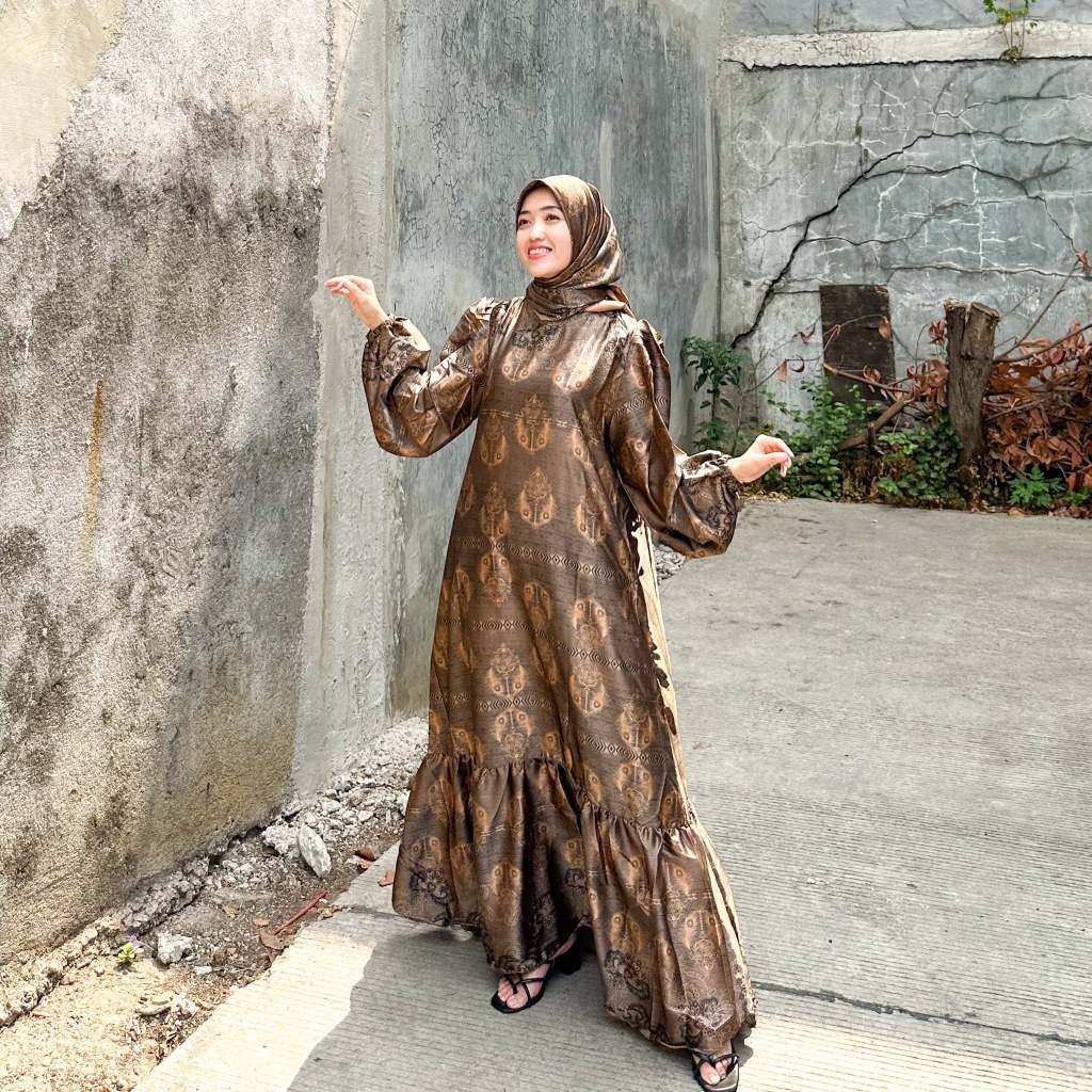 Baju gamis wanita dress muslim silk modern gamis pesta kondangan lebaran kekinian premium