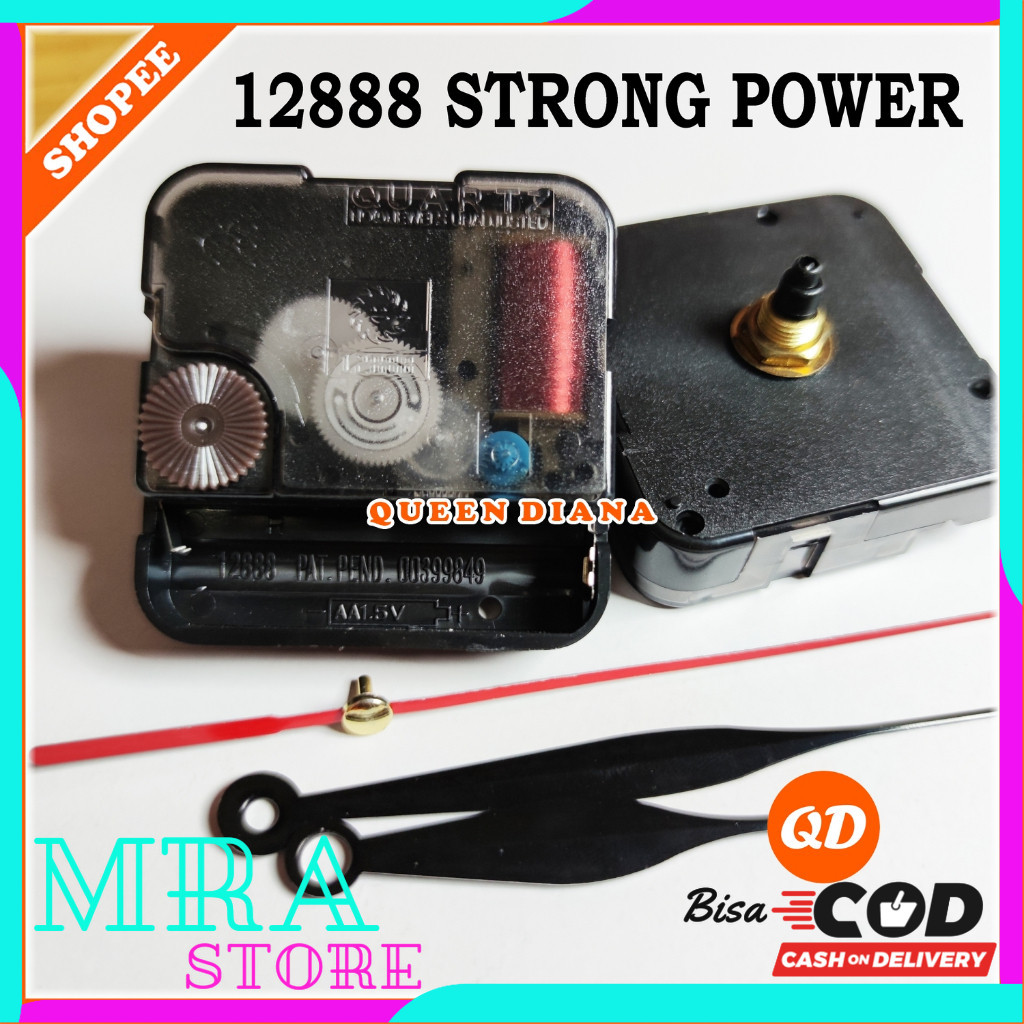 mesin jam dinding awet spull besar tambah power QUARTZ 12888 as 14,5 mm free jarum