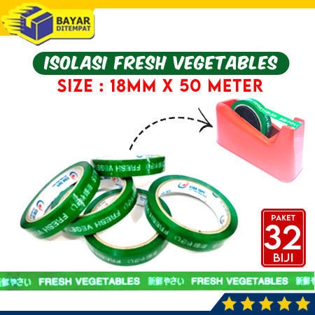 

[Paket 32 Biji] Lakban Isolasi Selotip FRESH VEGETABLES Buah Sayur (18mm x 50 Meter)