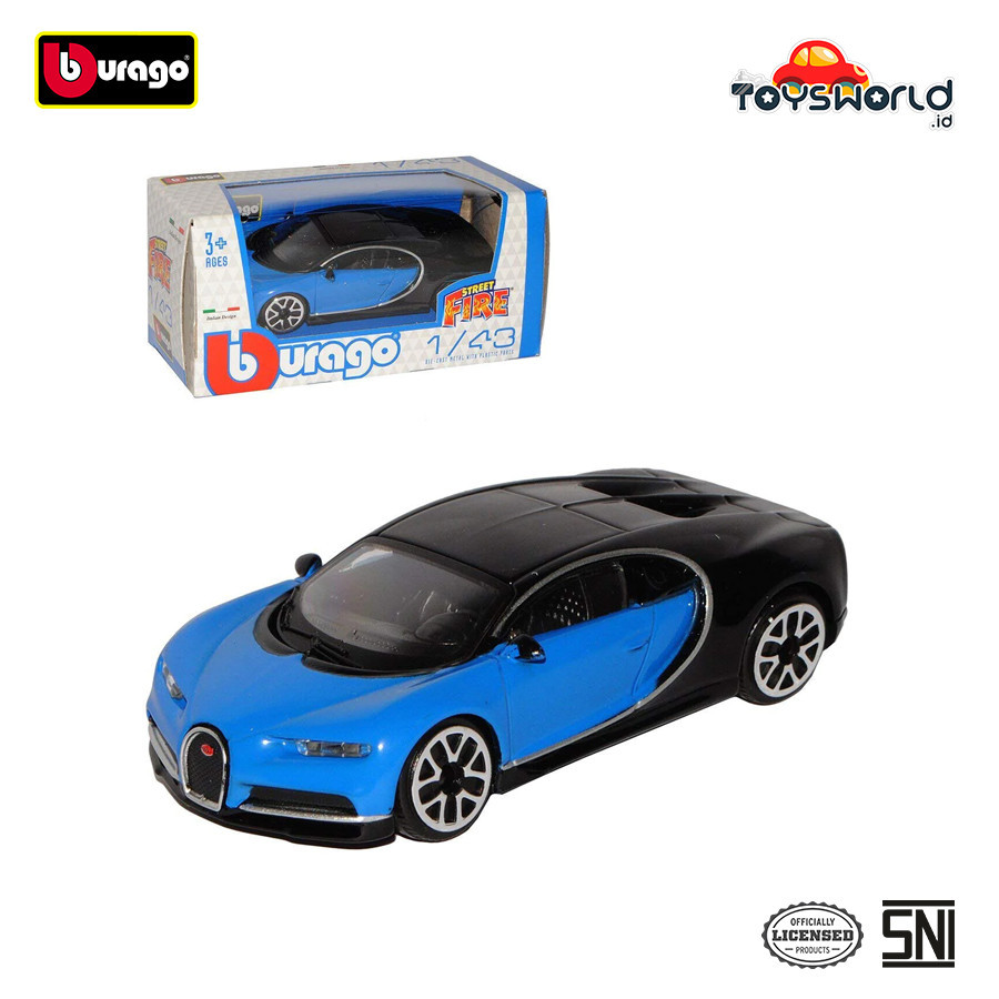 Bburago 1:43 Street Fire Asst - Bugatti Chiron Blue Black