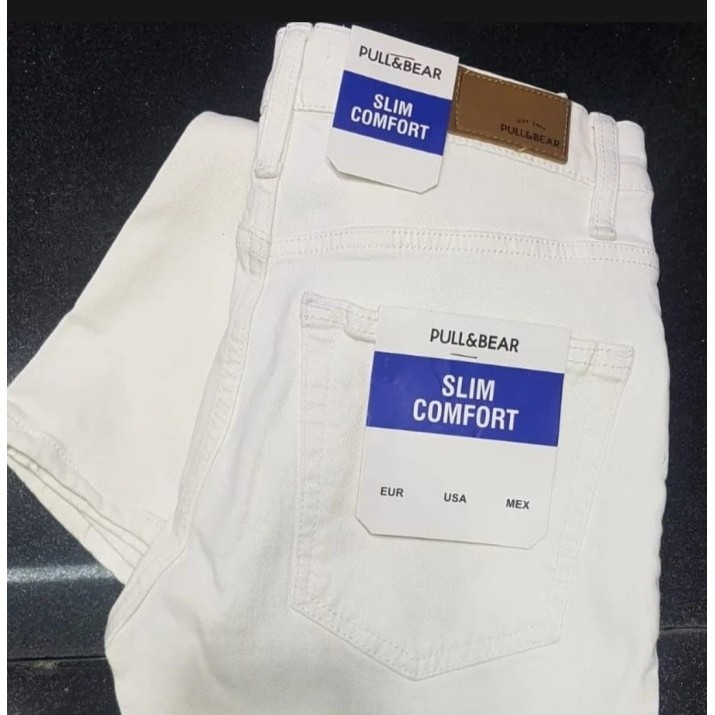 CELANA JEANS PUTIH POLOS / CELANA JEANS PANJANG PRIA STRETCH  - Putih, 28