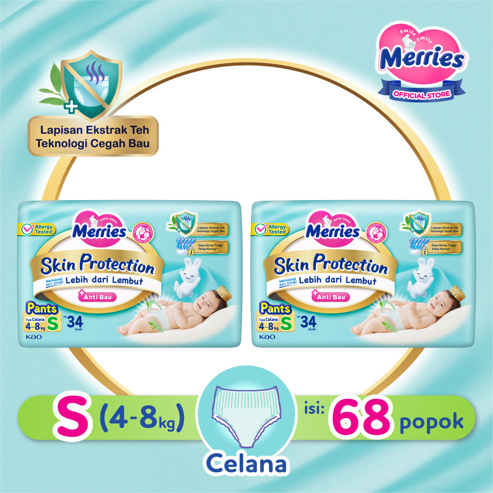 Merries Skin Protection Popok bayi Celana S 34 Twinpack - Perlengkapan Bayi / Diapers Pants