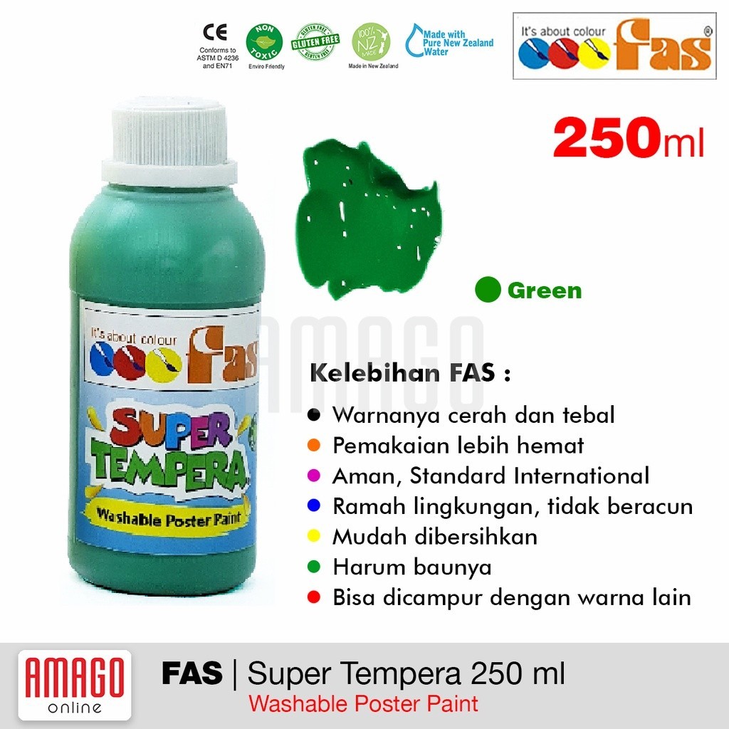 

Cat Poster Lukis FAS Super Tempera Washable Poster Paint - 250 ml - Green