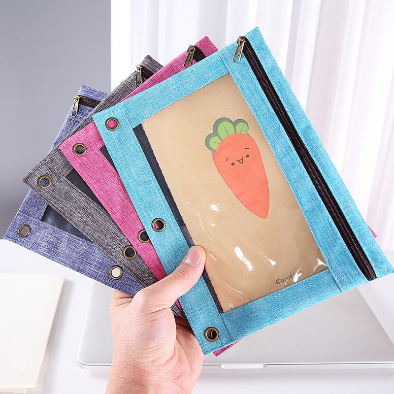 

B5 Tiga Lubang Pena Buram Tas File Tas Alat Tulis Dapat Dilepas Tas Transparan Pvc Jendela Dapat Dilihat Penyimpanan Nyaman