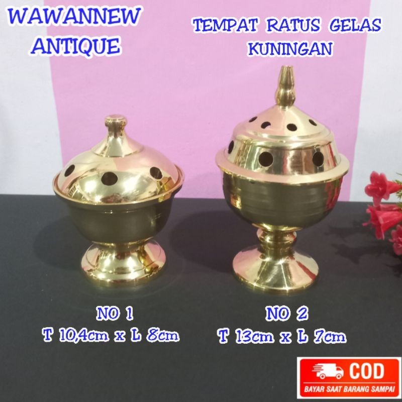 Hiolo Tempat Tungku Ratus Gelas Spa Aromaterapi Dupa Kuningan Antik Murah 13cm