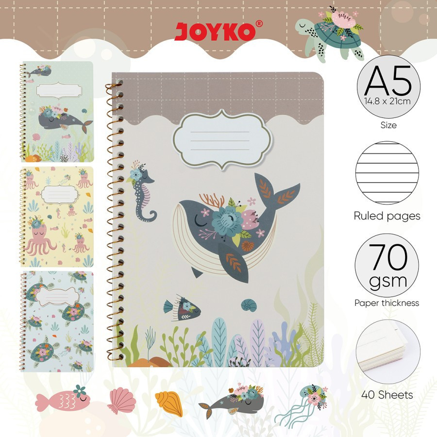 

Buku Tulis Catatan Bergaris Ruled Notebook Joyko NB-730 Ocean Creatures