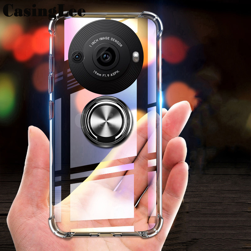 For Sharp Aquos R8 R8S Pro Case Soft Clear Transparent Protector Shockproof Car Adsorb Holder Ring C