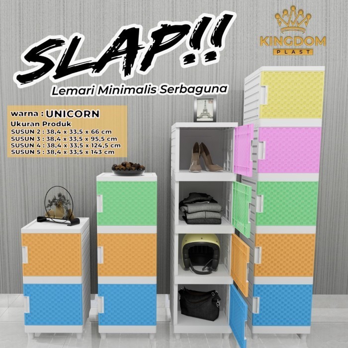 LEMARI PLASTIK PORTABLE SERBAGUNA / RAK BUKU / RAK HELM / RAK JILBAB - SUSUN 2, ZEBRA