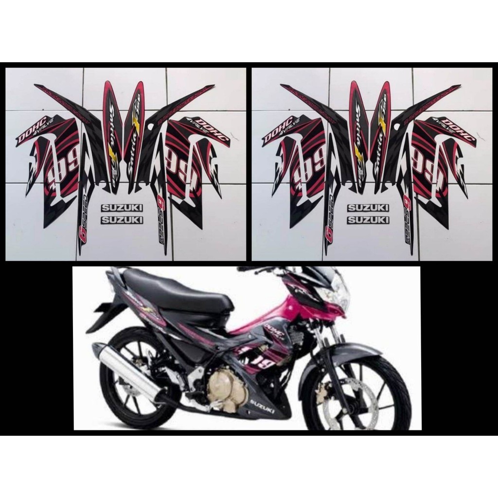 Stiker Striping Motor Satria FU Barong 2012 Full Hitam Pink