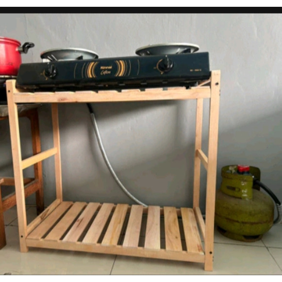 Meja kompor gas 2 tungku rak kompor gas 2 susun rak serbaguna